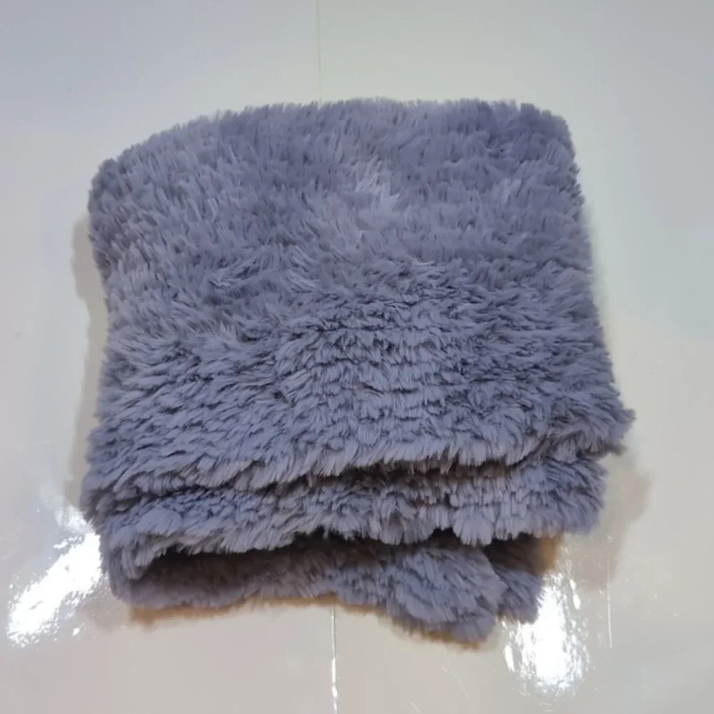 Bluenotes Plush Blue Scarf Long Faux Fur Winter Rectangular Periwinkle